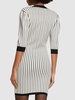 Pinstriped knit v-neck mini dress