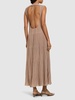 Rib knit viscose blend flared midi dress