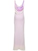 Tri-layered cowl neck satin long dress