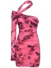 Rose print tech jersey mini dress