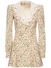 Printed silk long sleeve mini dress