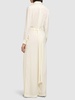 Belted fluid viscose blend long jumpsuit