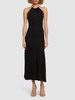 Viscose knit halter neck long dress
