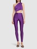 Poppy shiny Lycra one shoulder jumpsuit