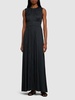 Delia pleated satin long gown