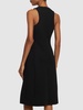 Fitted wool crepe midi dress w/slit