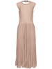 Rib knit viscose blend flared midi dress