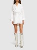 Double layered self-tie shirt mini dress
