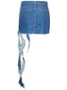 Denim mini skirt w/ ruches