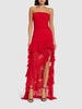 Strapless organza dress w/ruffles