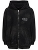 Vintage effect cotton sweatshirt hoodie
