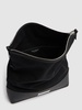 Grained leather & canvas crossbody bag