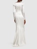 Studded silk satin long evening dress
