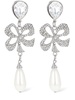 Crystal bow & faux pearl earrings