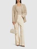 High waist canvas wide leg pants