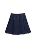 Pleated cotton denim mini skirt