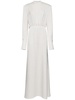Silk satin long dress w/ scarf panel
