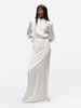 Silk satin long dress w/ scarf panel
