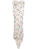 Rose printed silk maxi dress w/ appliqué