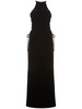 Velvet long dress w/ side lace-up
