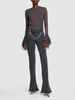 Tulle ruffled long sleeve top