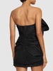 Strapless gathered silk mini dress