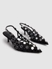 50mm Grid suede slingbacks