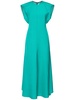 Folded cap sleeve viscose midi dress