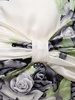 Rose print silk satin dress w/ bow
