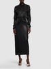 Open back laminated cady midi dress