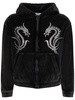 Cropped zip up cotton hoodie