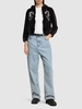 Cropped zip up cotton hoodie