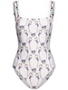 Cafe floral lycra one piece swimsuit