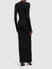 Viscose v neck long dress w/ star stud