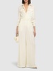 Belted fluid viscose blend long jumpsuit
