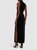 Velvet high neck draped long dress