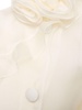 Silk organza blouse w/ rose appliqués