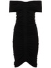 Off-the-shoulder ruched mini dress