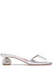 50mm Jewel Heel metallic leather mules