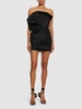Strapless gathered silk mini dress