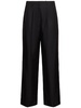 Pleated silk straight pants