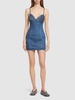 Embellished cotton denim mini dress