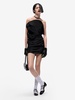 Strapless gathered silk mini dress