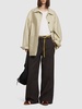 Cotton gabardine wide leg pants