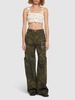 Floral macramé cotton blend crop top