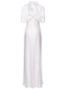 Short sleeve satin long dress