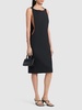 Open back crepe midi dress w/cape
