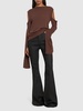 Long sleeve wool knit top w/cutouts
