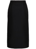 Wool blend gabardine side slit skirt