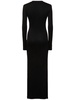 Viscose v neck long dress w/ star stud